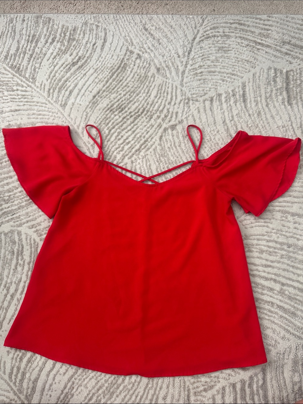 bp Red Off-Shoulder Crisscross Strap Blouse